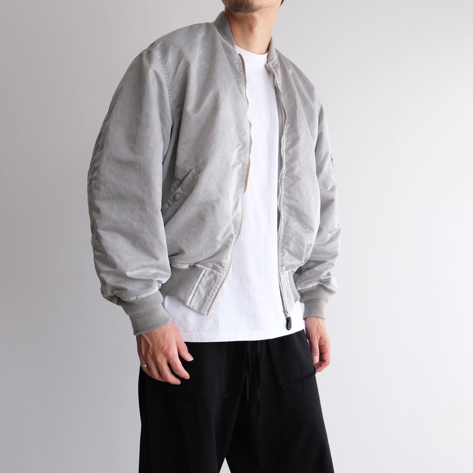 Hand-Dyed Bomber Jacket -ジャケット-（Gray / グレー）