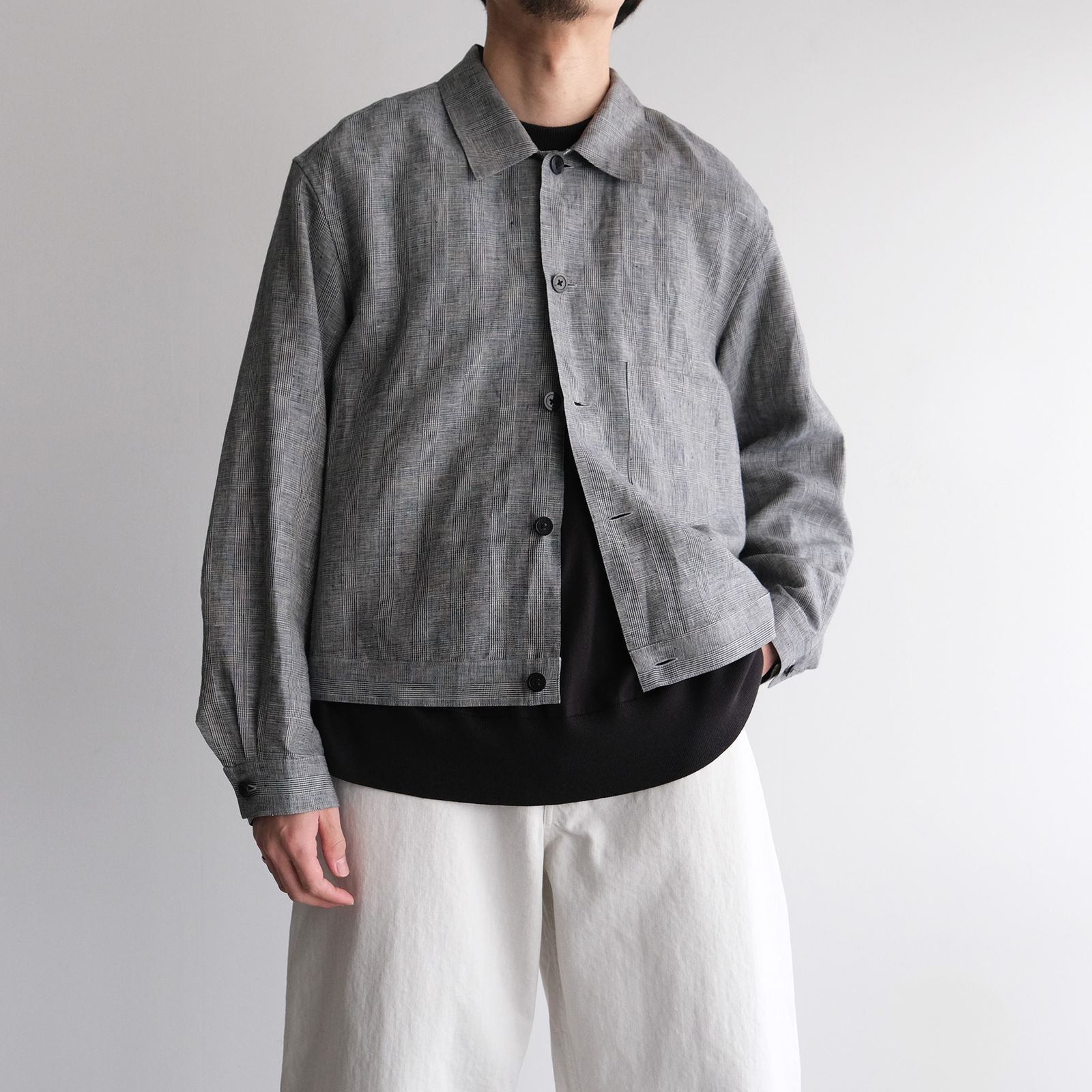 Linen-Trucker Jacket -ジャケット-（G.Plaid / グレンチェック）