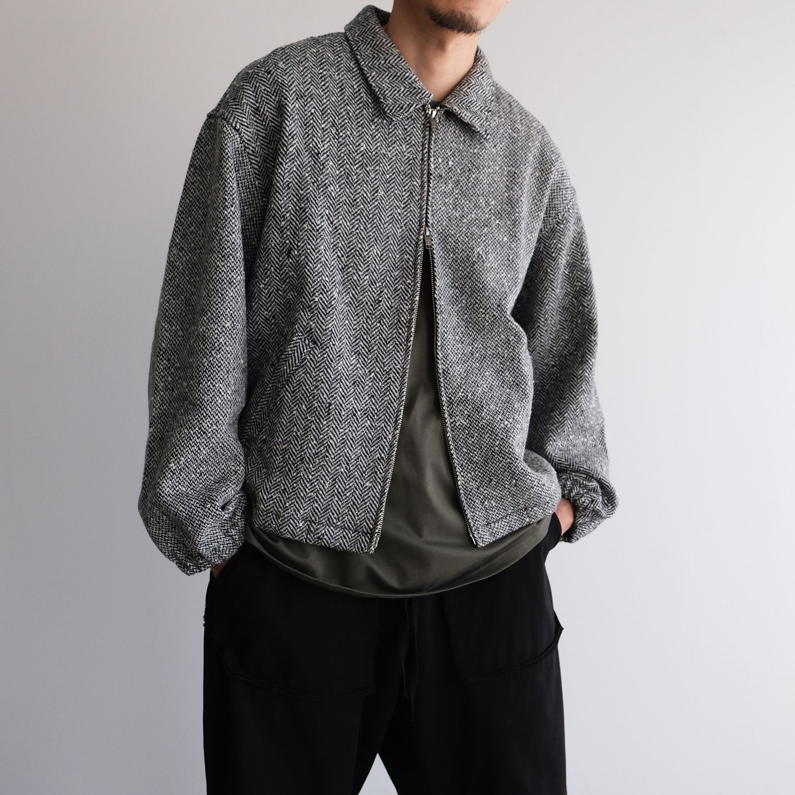 Tweed Zip Front Blouson -ブルゾン-（Black / ブラック）