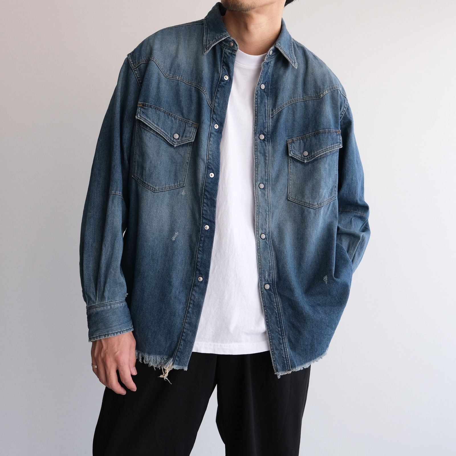 Cotton Denim -Western Shirts -シャツ-（L.Indigo / ライトインディゴ）