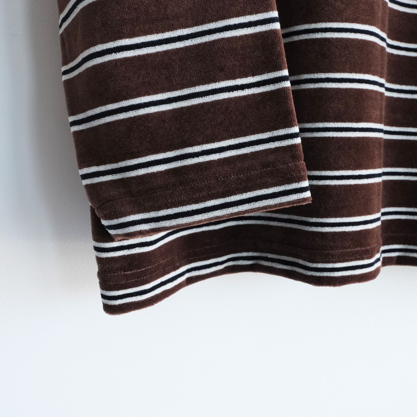 Velvet Border Long Sleeve Tee -Tシャツ-（Brown×Navy / ブラウン×ネイビー）