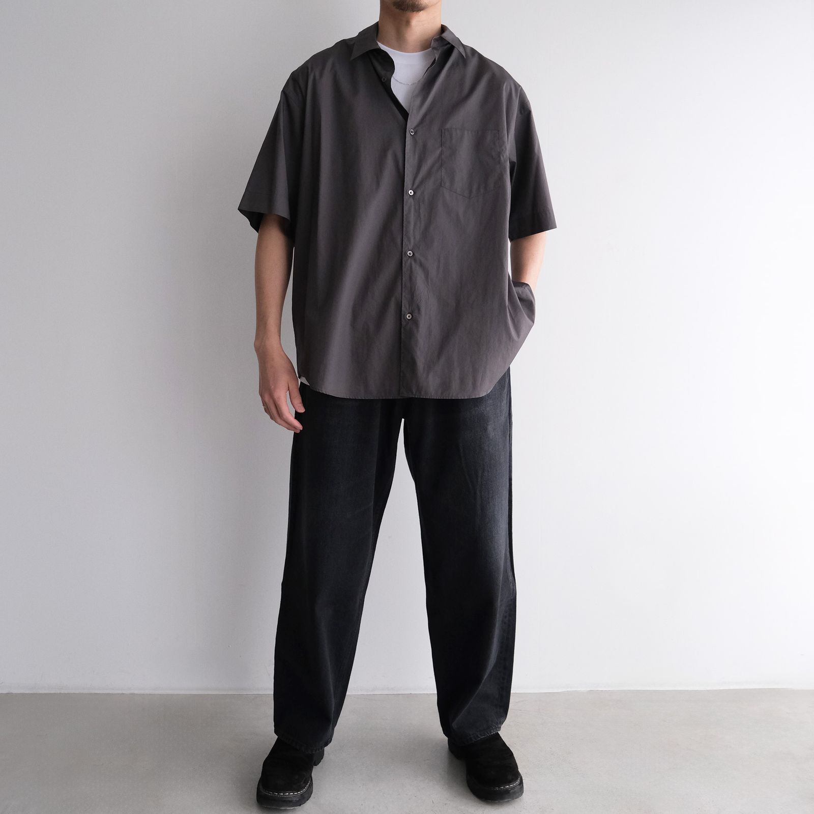 Broad S/S Oversized Regular Collar Shirt -シャツ-（C.Gray / C.グレー）GM261-50003B