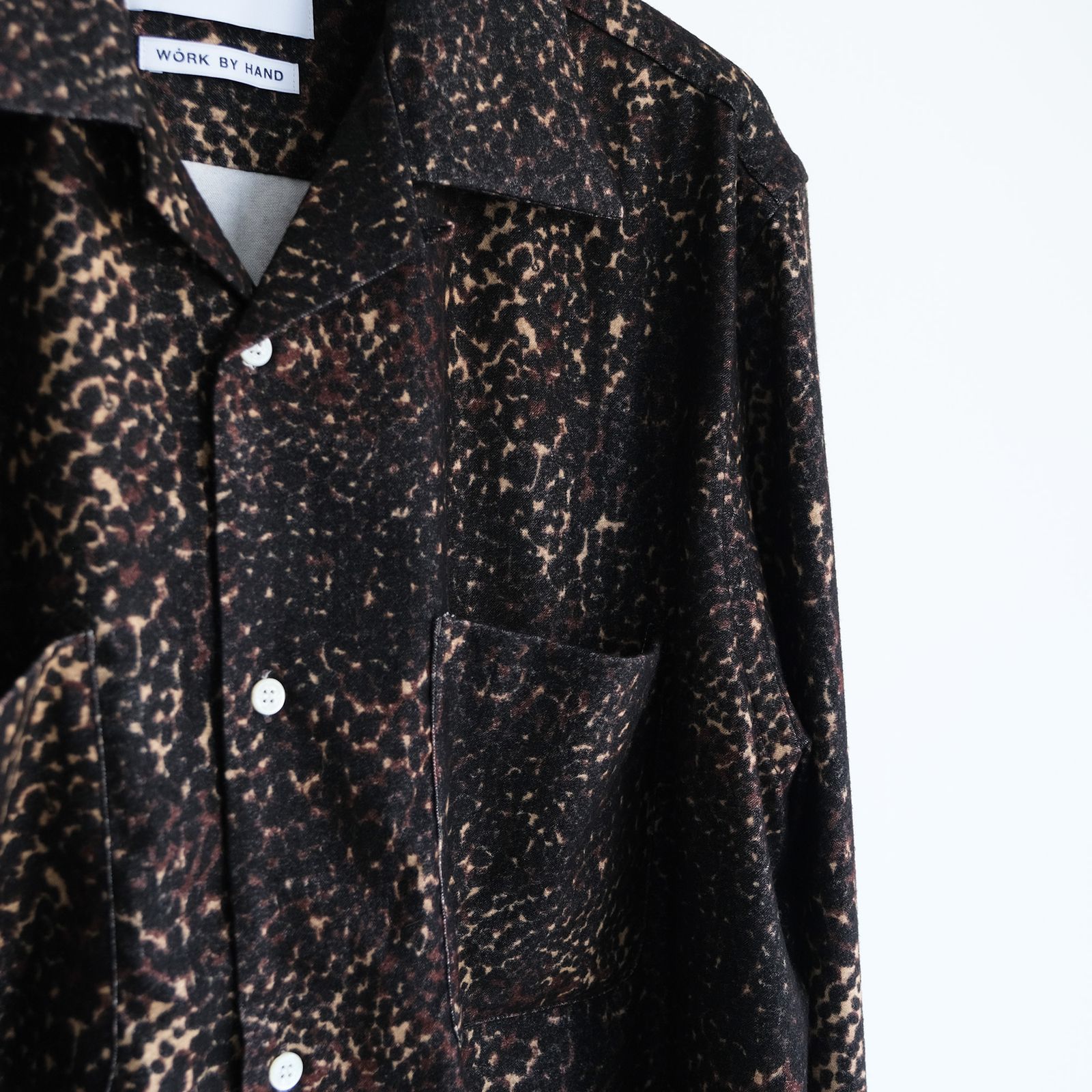 Leopard Flannel Open Collar Shirt -シャツ-（Brown / ブラウン）