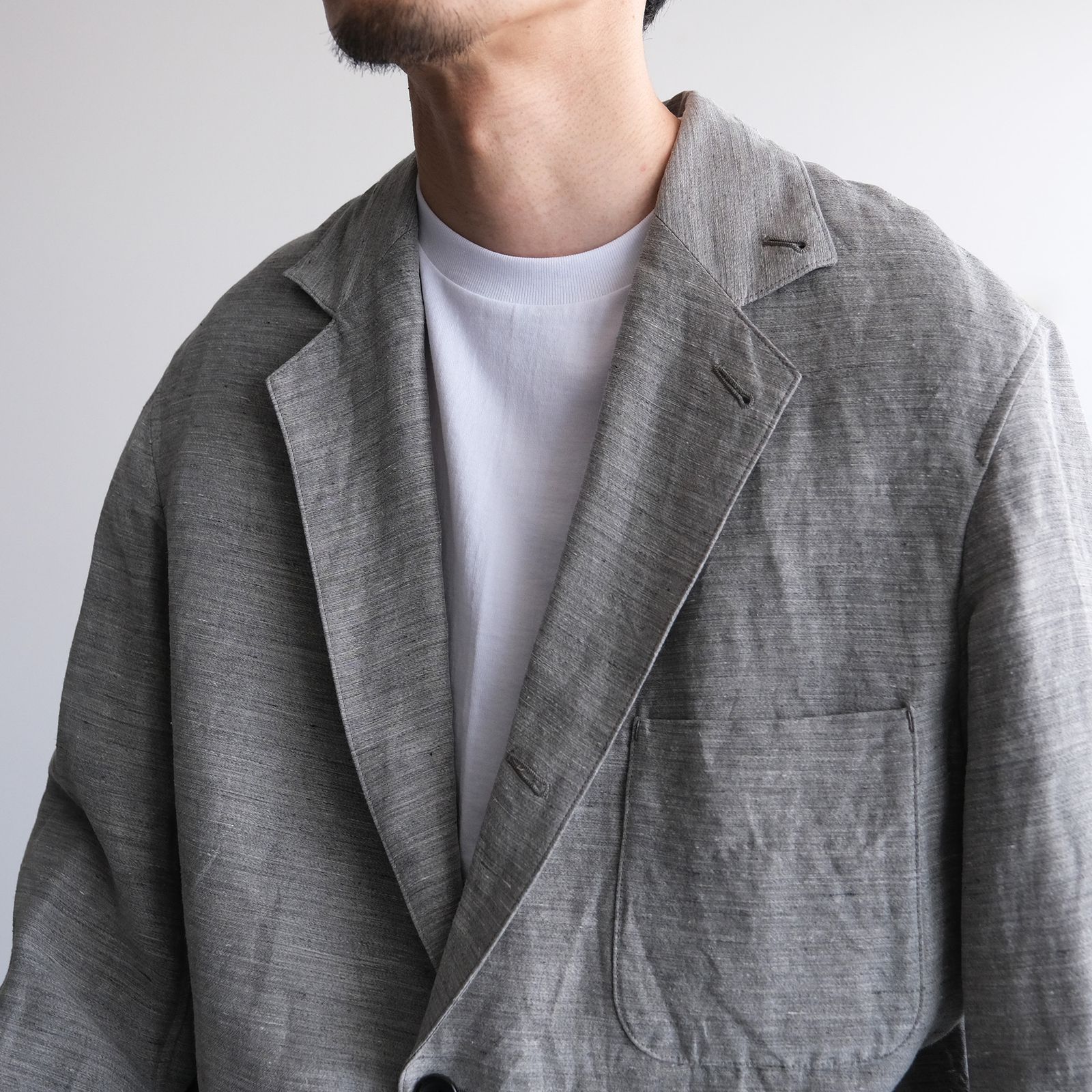 Linen Cupro Back Satin Work Jacket -ジャケット-（Gray / グレー）GM261-20370