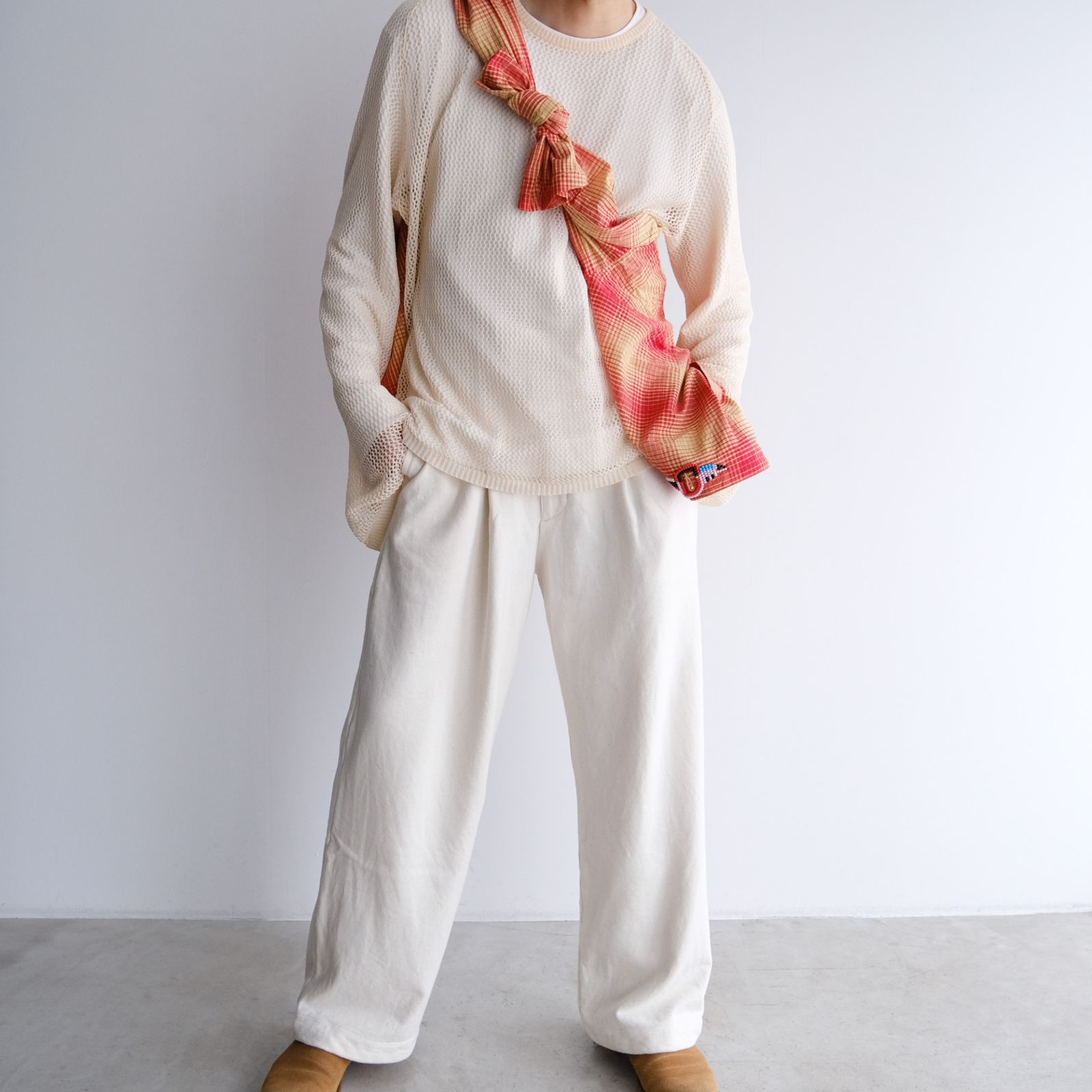 Ombre Plaid Jacket With Beading -ジャケット-（Red×Off / レッド×オフ）