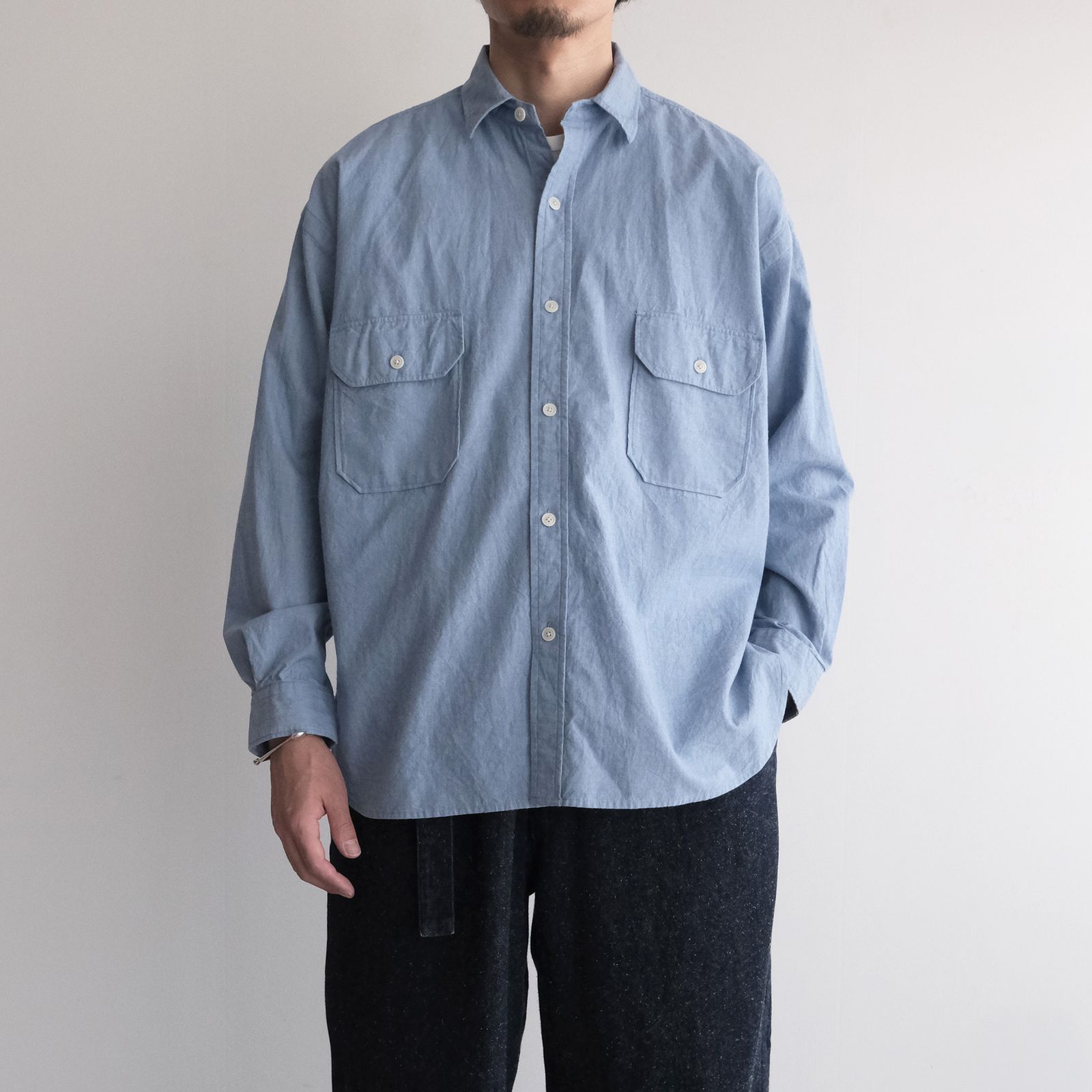 Cotton Chambray Work Shirt -シャツ-（Blue / ブルー）