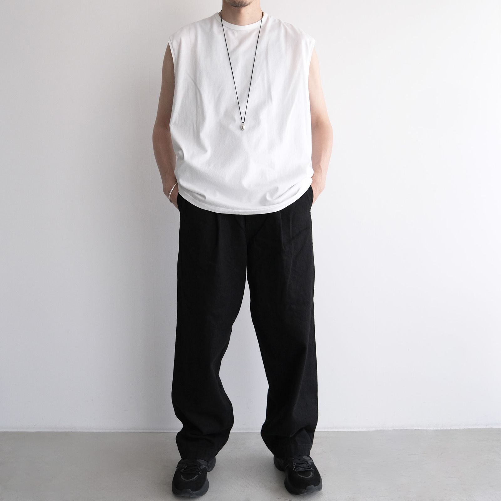 Selvage Denim Belted Pants -パンツ-（Black Washed / ブラック ウォッシュド）GU263-40063RB