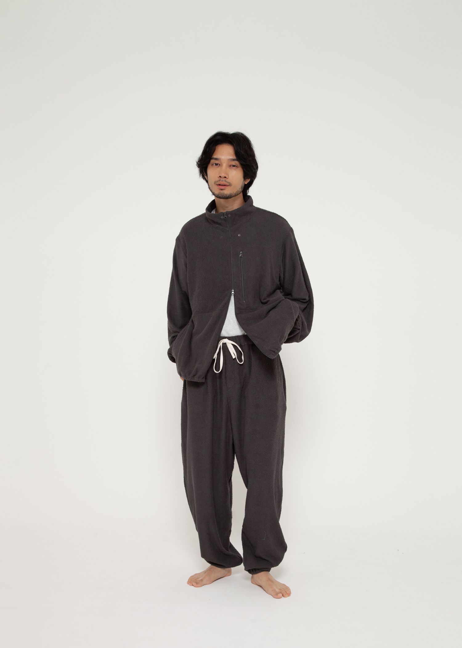 SAUNAS"サ"Towel Cloth Wide Easy Pants -パジャマ-（Charcoal Gray / チャコールグレー）