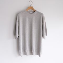 Cotton Washi Knit Half Sleeve Crew Neck Sweater -Tシャツ-（Gray / グレー）