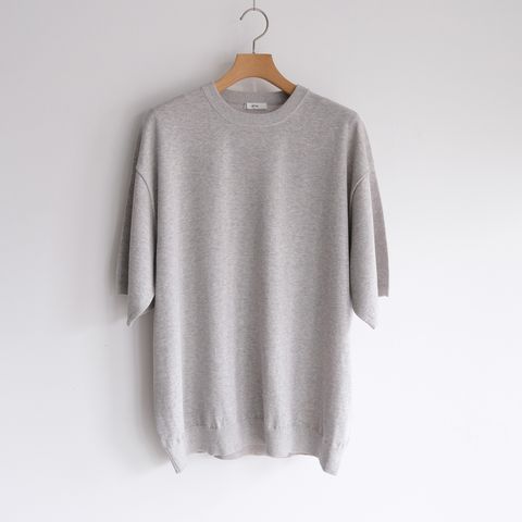 Cotton Washi Knit Half Sleeve Crew Neck Sweater -Tシャツ-（Gray / グレー）