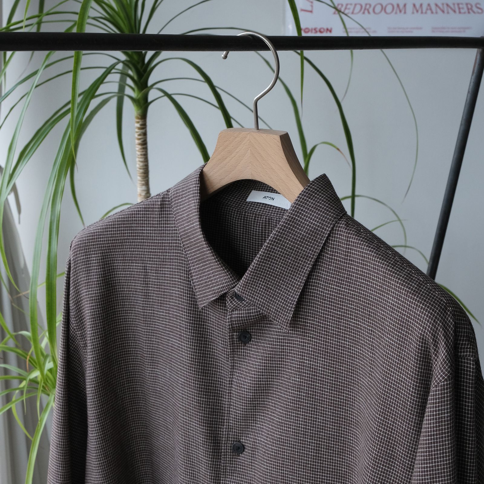 Cotton Yak Viera Loose Fit Shirt -シャツ-（Brown Check / ブラウンチェック）