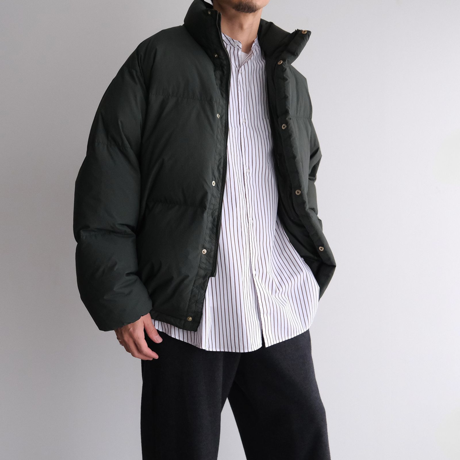 Sidogras Stripe L/S Oversized Band Collar Shirt -ストライプシャツ-（White / ホワイト）GM254-50025STB