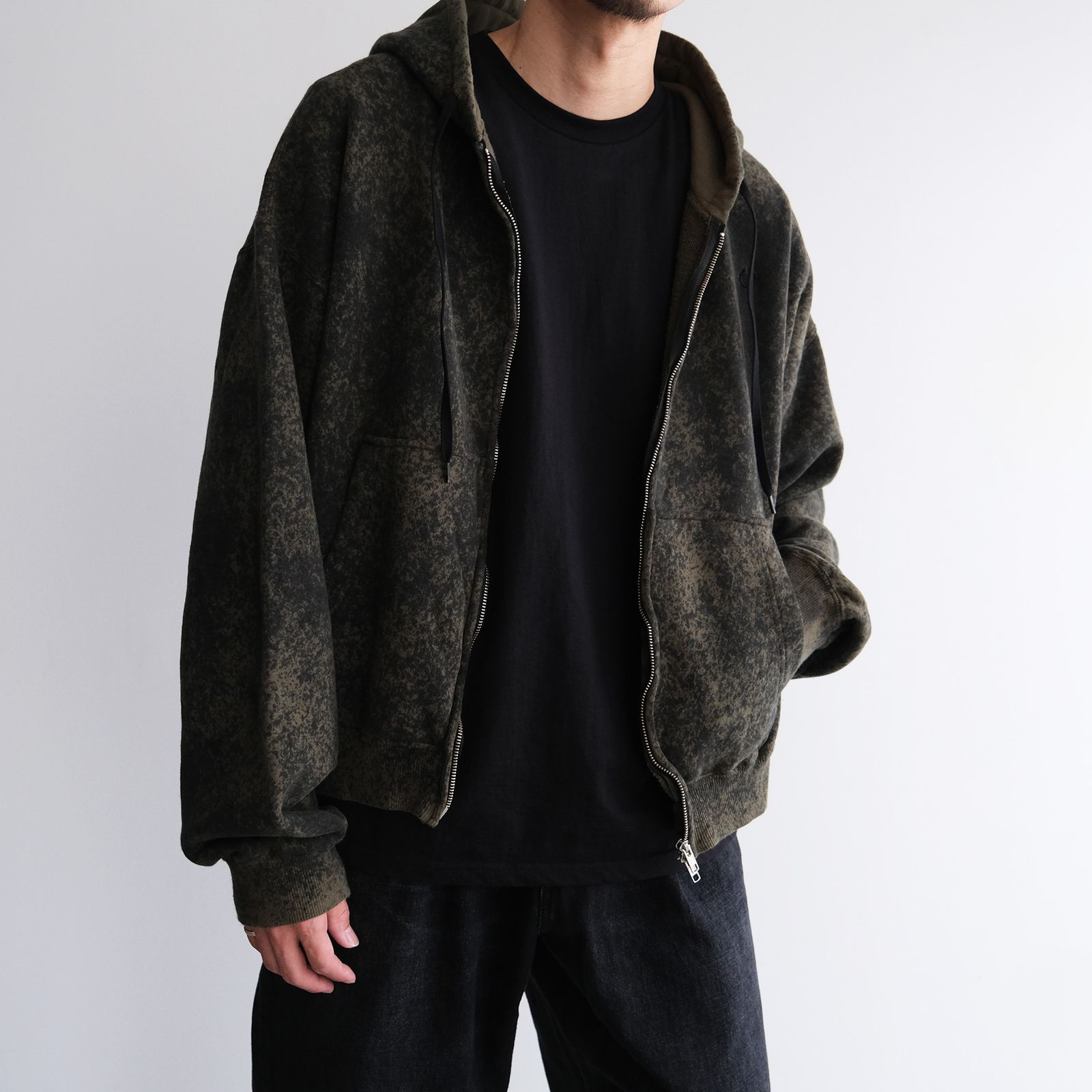 Hand Dye Twist Parka -パーカー-（Olive×Black / オリーブ×ブラック）