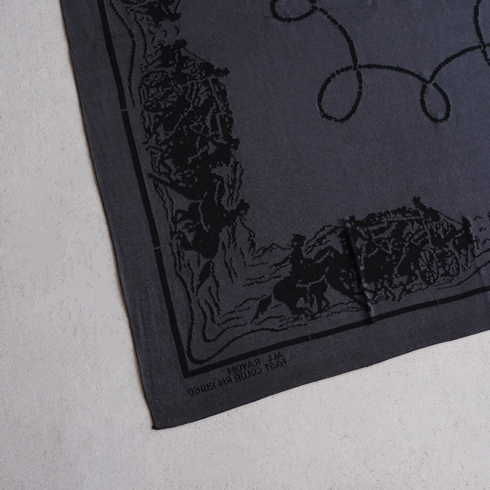 40's Vintage Bandana：Rayon Knit -バンダナ-（Black×Black / ブラック×ブラック）
