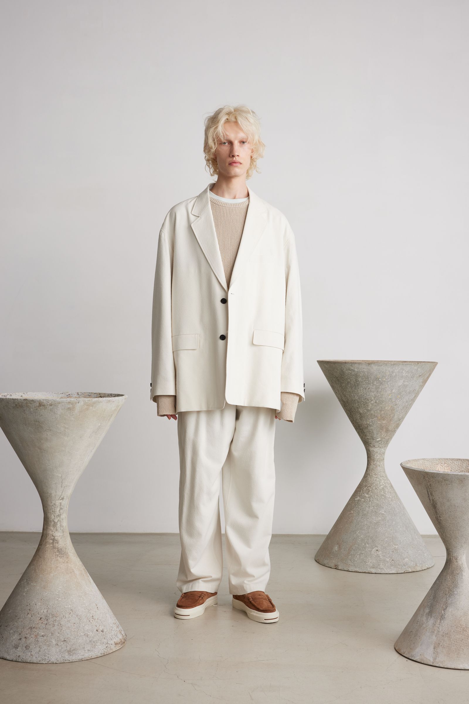 Silk Noil Viscose Sleeping Easy Pants -パンツ-（Ecru / エクリュ）