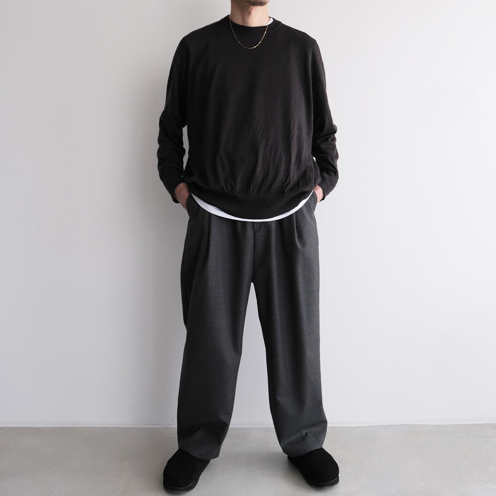 BRK05 Calf Back Side Reverse Unlined Sandal -サンダル-（Black / ブラック）