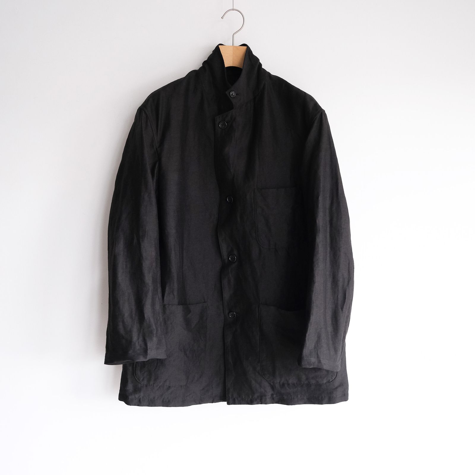Linen Cupro Back Satin Work Jacket -ジャケット-（Black / ブラック）GM261-20370