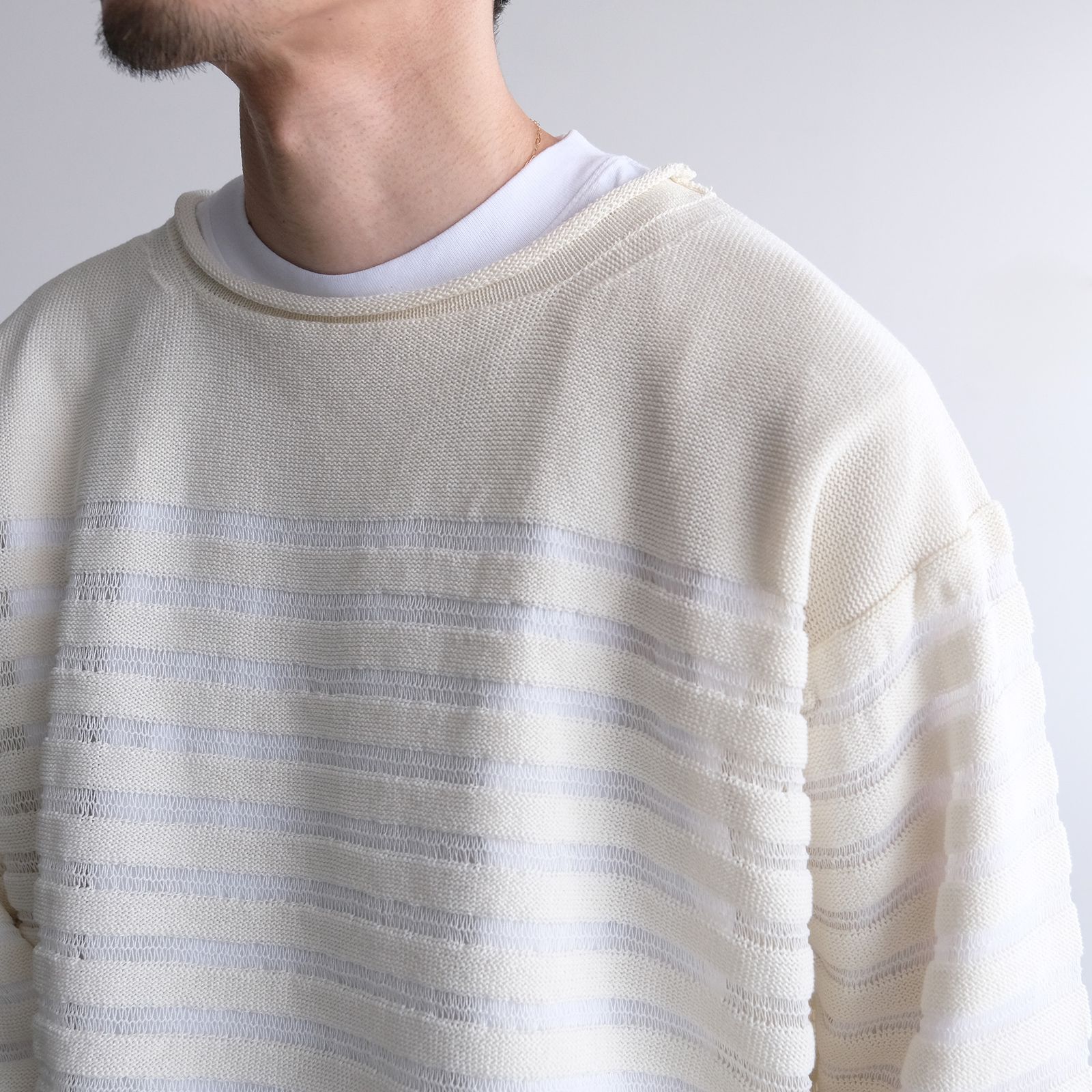 Panel Border Sweather -ニット-（White / ホワイト）