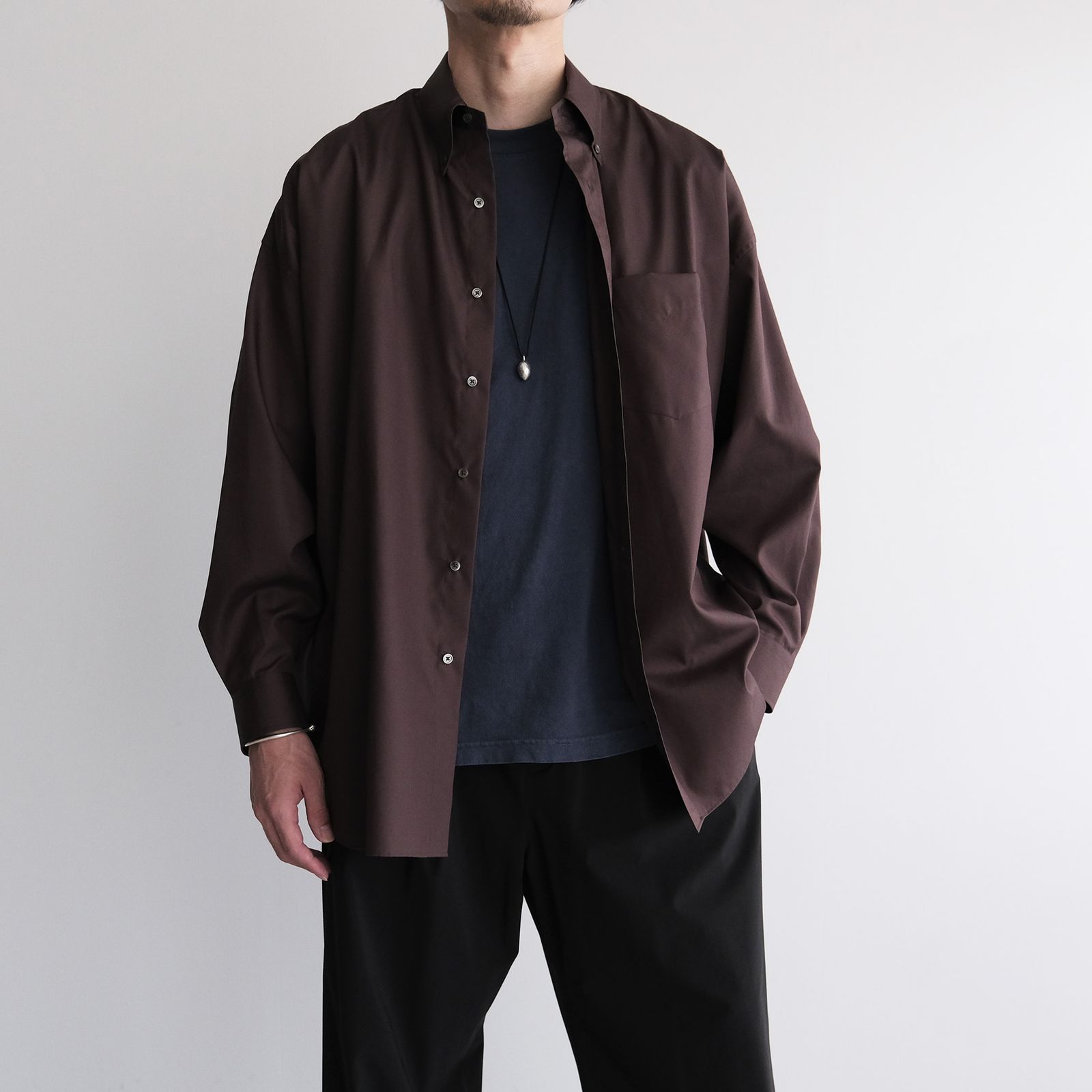 Easy Care Poplin L/S Oversized B.D Shirt -シャツ-（Brown / ブラウン）GM263-50620