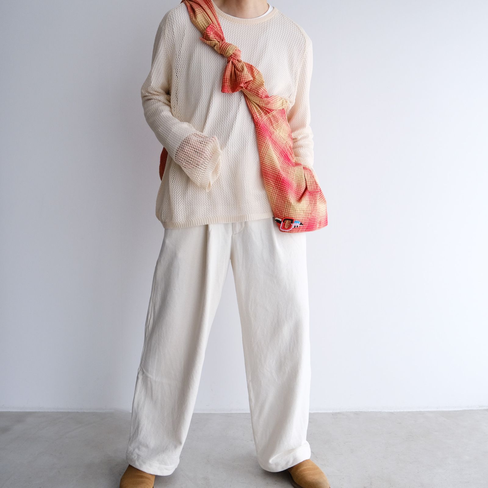 Ombre Plaid Jacket With Beading -ジャケット-（Red×Off / レッド×オフ）