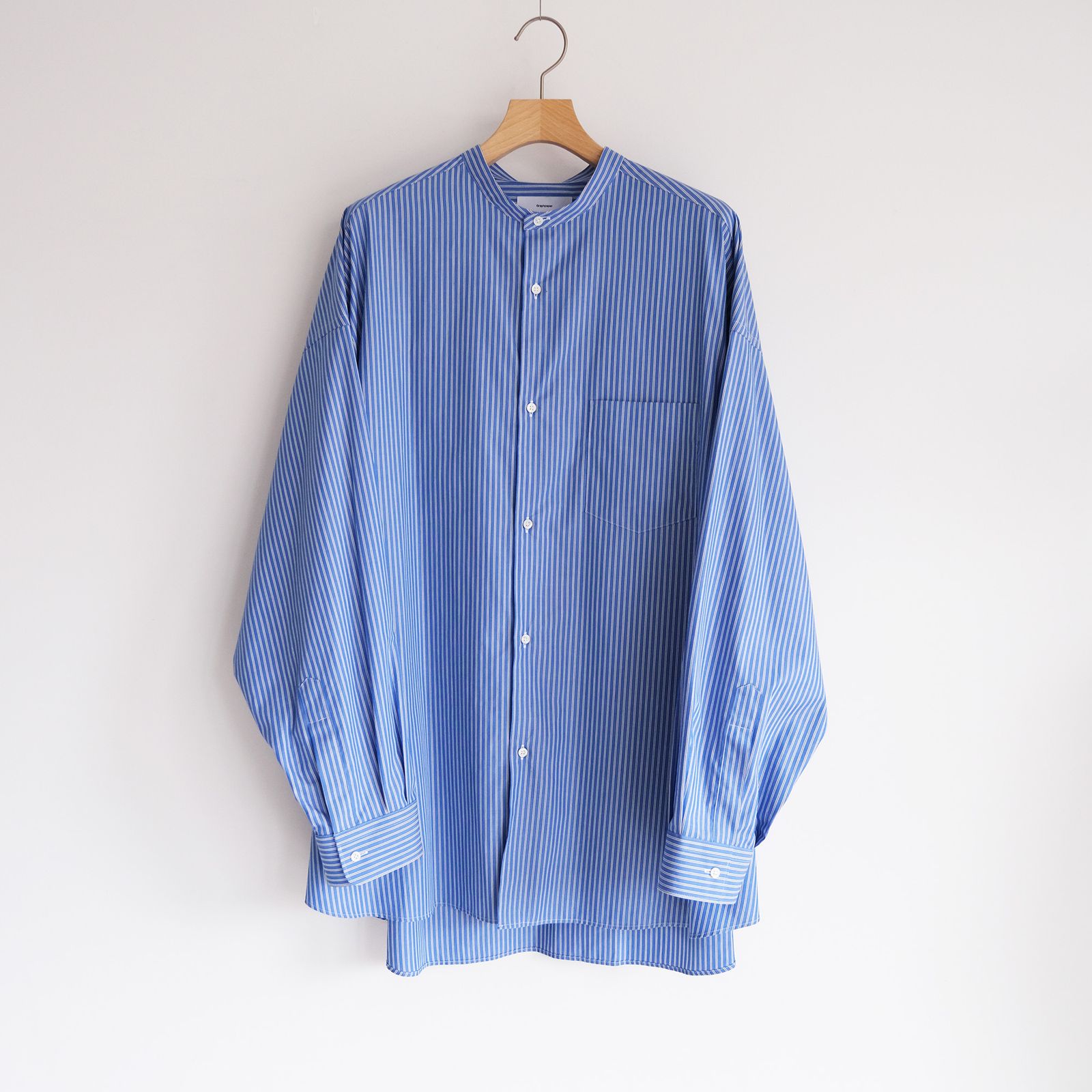 Sidogras L/S Oversized Band Collar Shirt -シャツ-（Blue Stripe / ブルーストライプ）