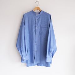 Sidogras L/S Oversized Band Collar Shirt -シャツ-（Blue Stripe / ブルーストライプ）