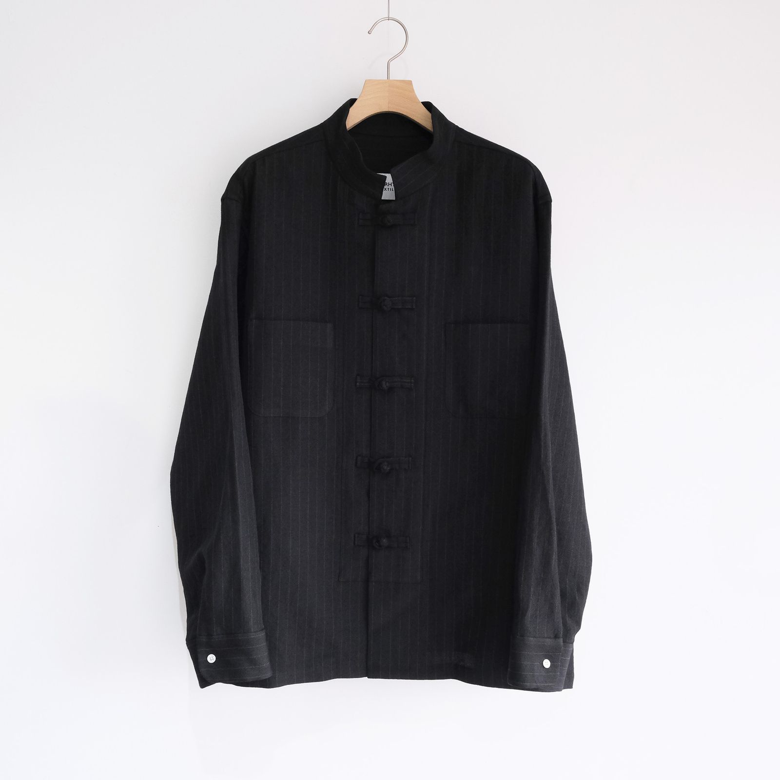 Pin-stripe Double Button Shirt -シャツ-（Black / ブラック）