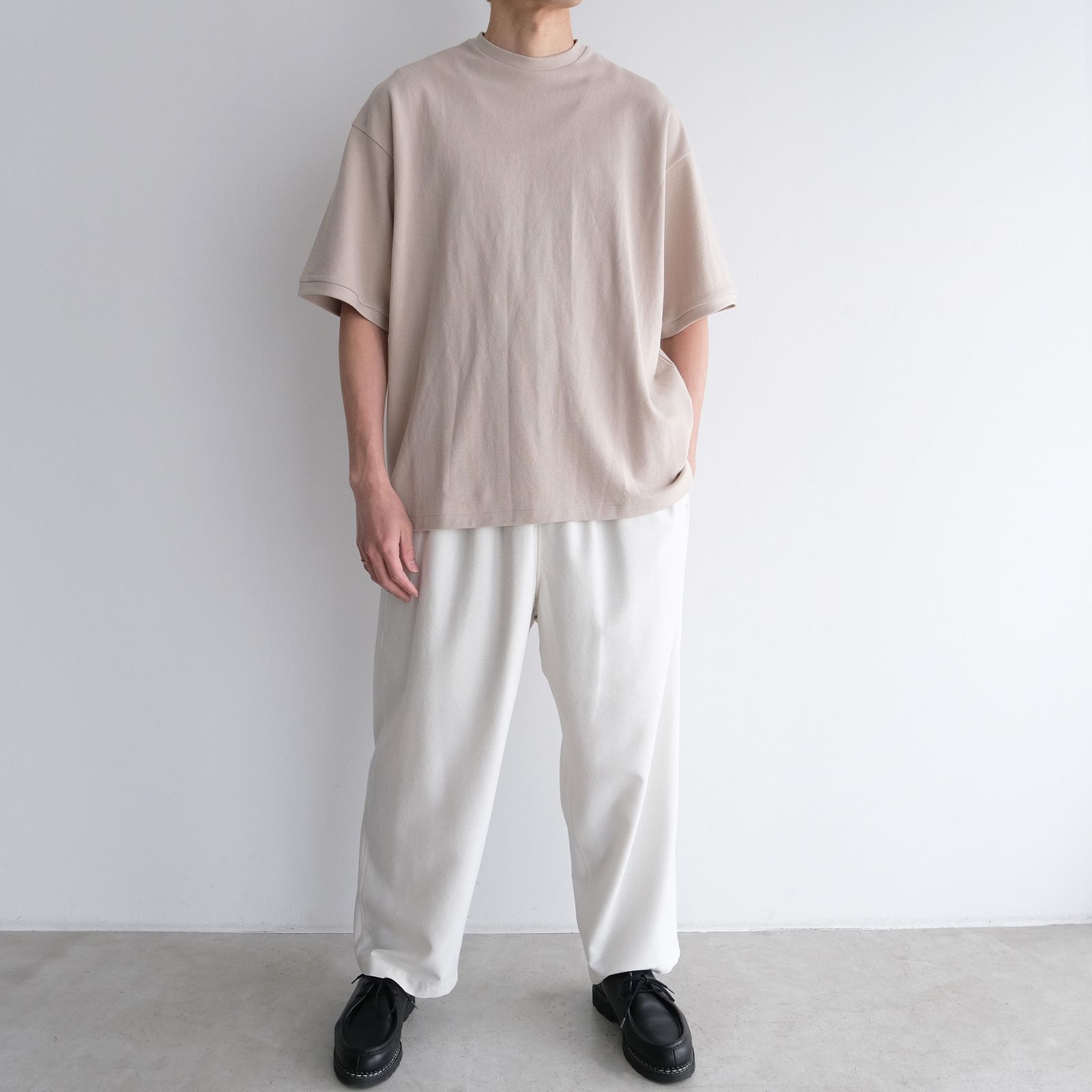 Cotton Pique Jersey Crew Neck Tee -Tシャツ-（Beige / ベージュ）