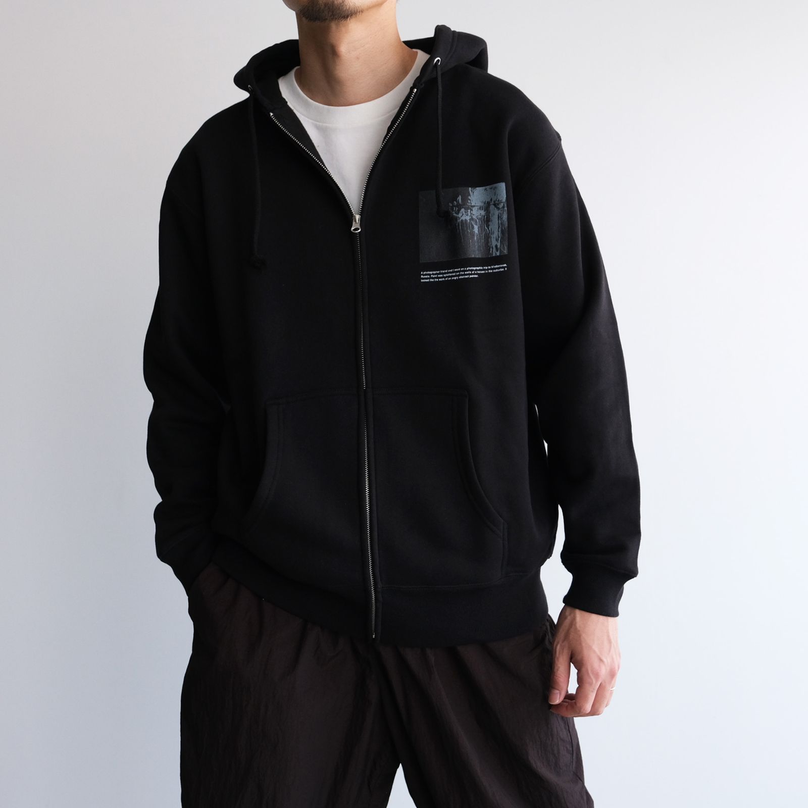 Wall Zip Hoodie -パーカー-（Black / ブラック）