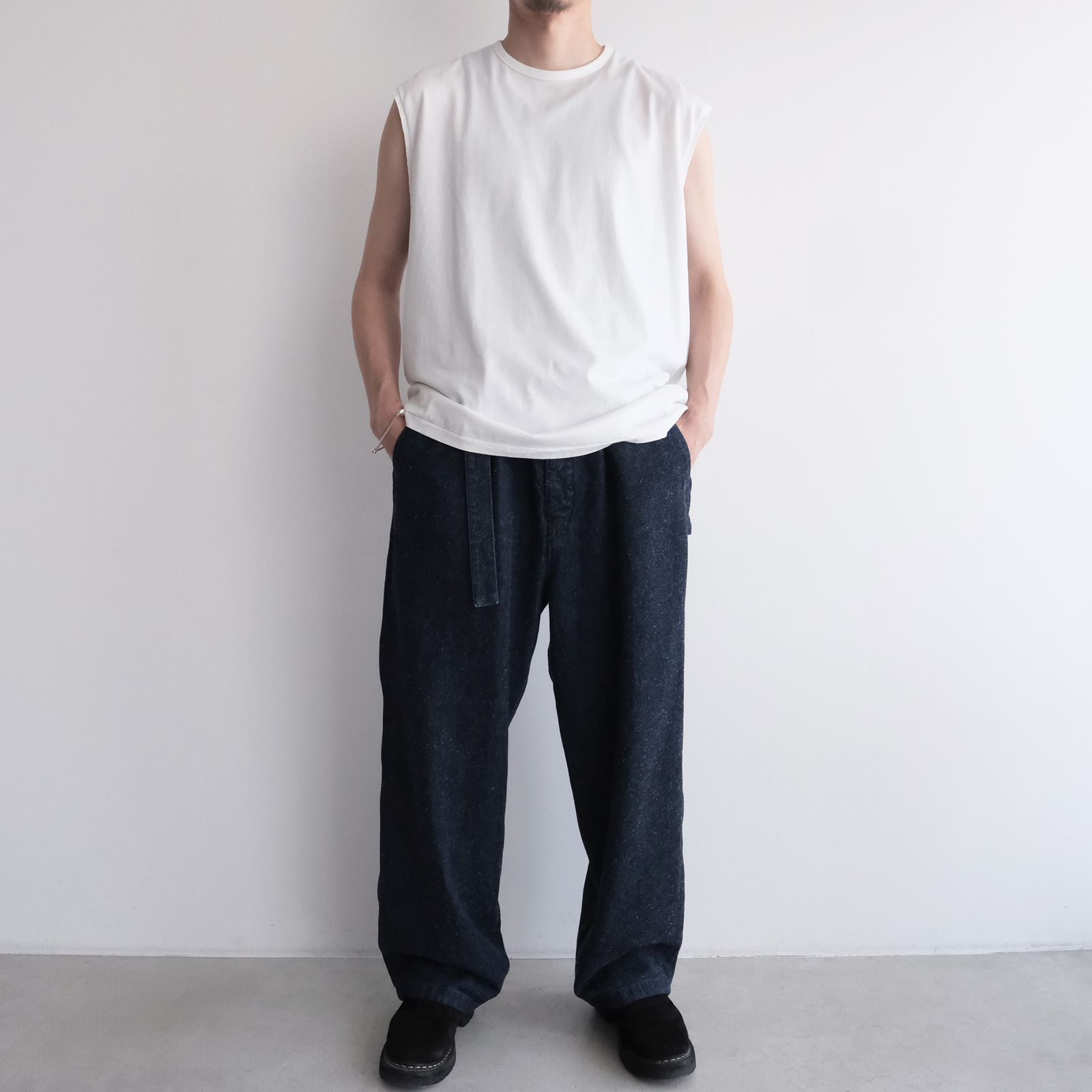 Silk Denim Belted Pants -デニム-（Indigo / インディゴ）