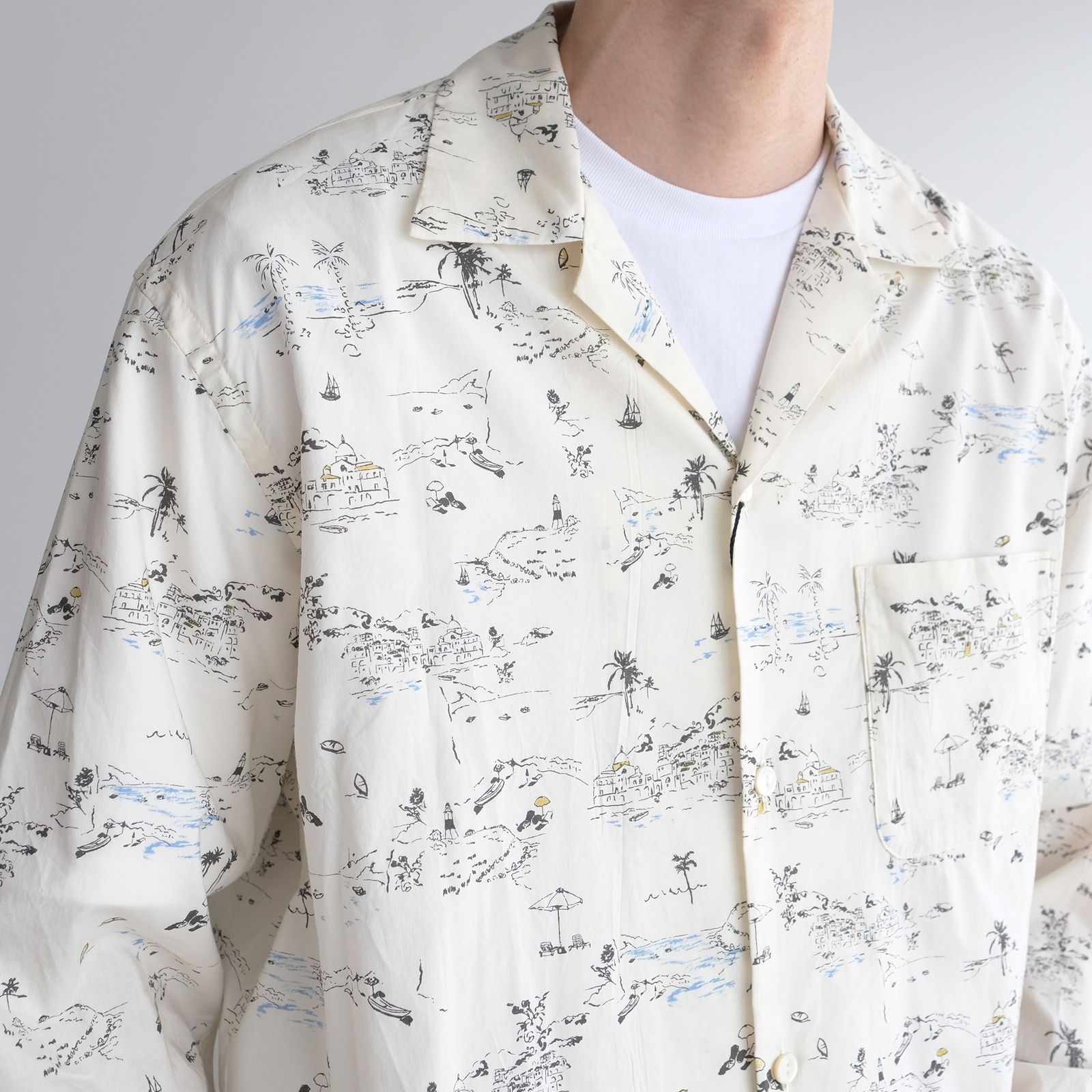 売り切り‼️定価26,400円 URU TOKYO ウル コットン シルク シャツ URU ウル 22SS COTTON SILK STRIPE LONG LENGTH LONG SLEEVE