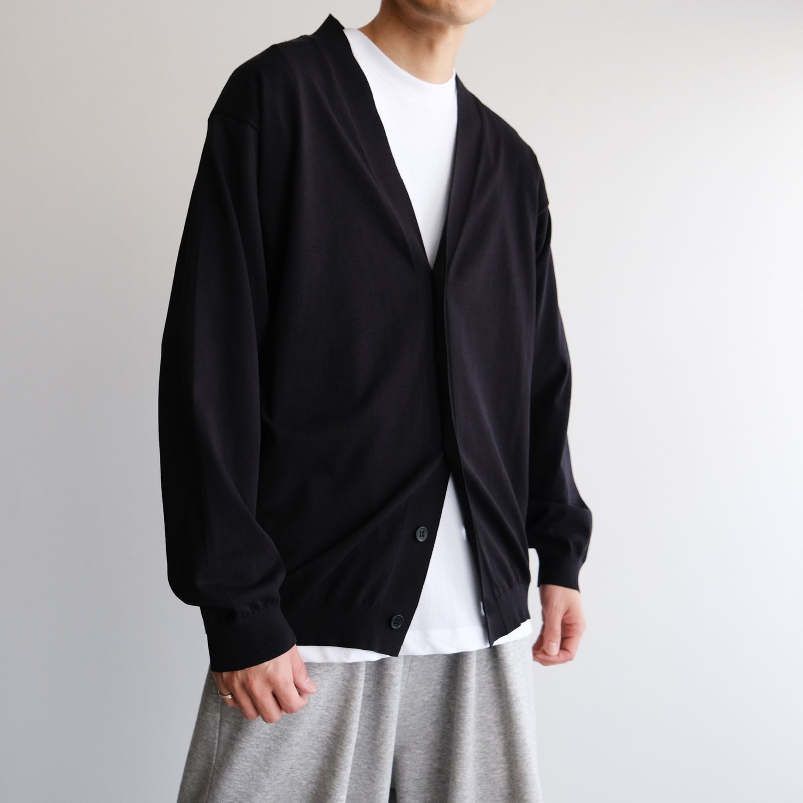 ATON - Fresca Knit Oversized Cardigan -カーディガン-(Black ATON - Fresca Knit Oversized Cardigan -カーディガン-(Black