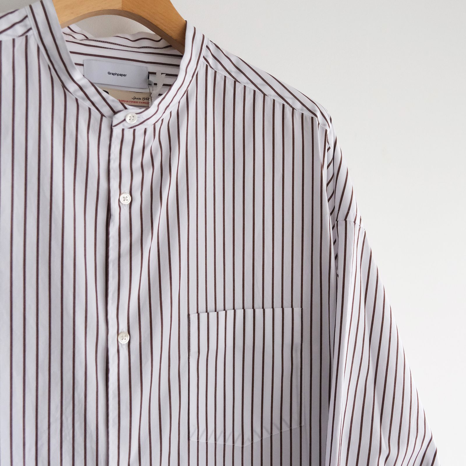 Graphpaper - Sidogras Stripe L/S Oversized Band Collar Shirt