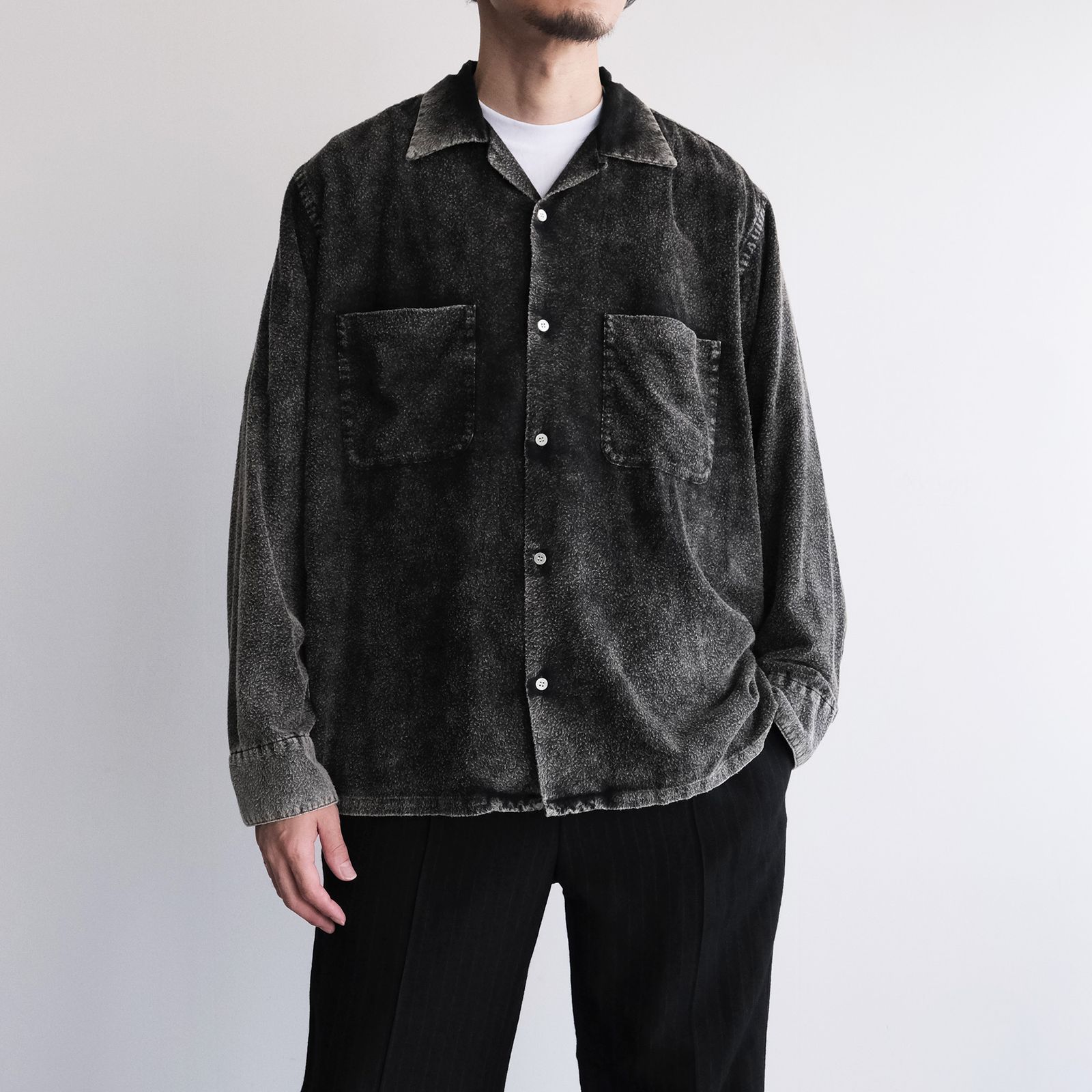 Hand Dye Flannel Shirt -シャツ-（Black / ブラック）