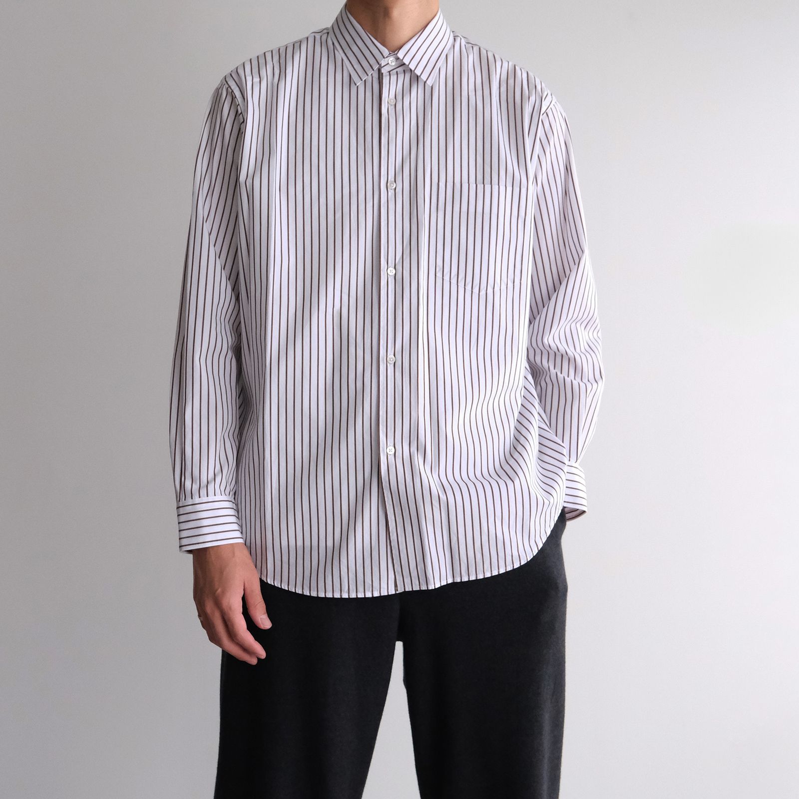 Graphpaper - Sidogras Stripe Regular Collar Shirt -ストライプ