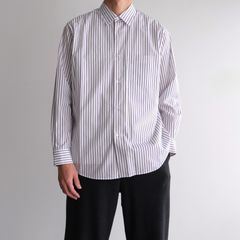 Sidogras Stripe Regular Collar Shirt -ストライプシャツ-（White（Brown Stripe） / ホワイト（ブラウン ストライプ））GM254-50024STB