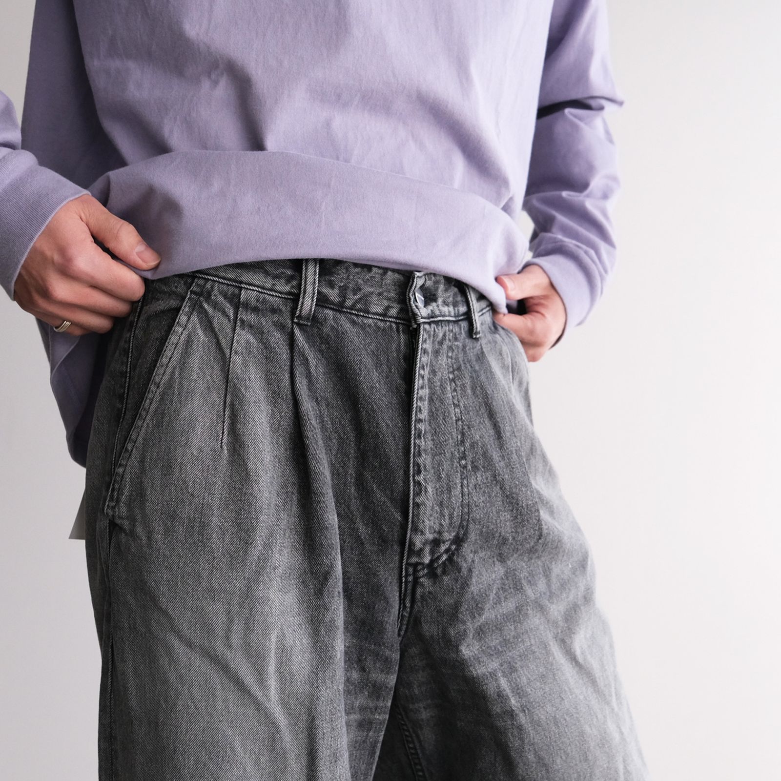 Graphpaper - Selvage Denim Two Tuck Pants -パンツ-（Black