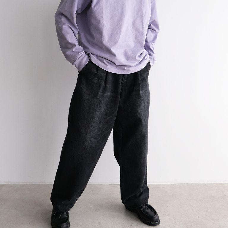 Graphpaper - Selvage Denim Two Tuck Pants -パンツ-（Black Dark 