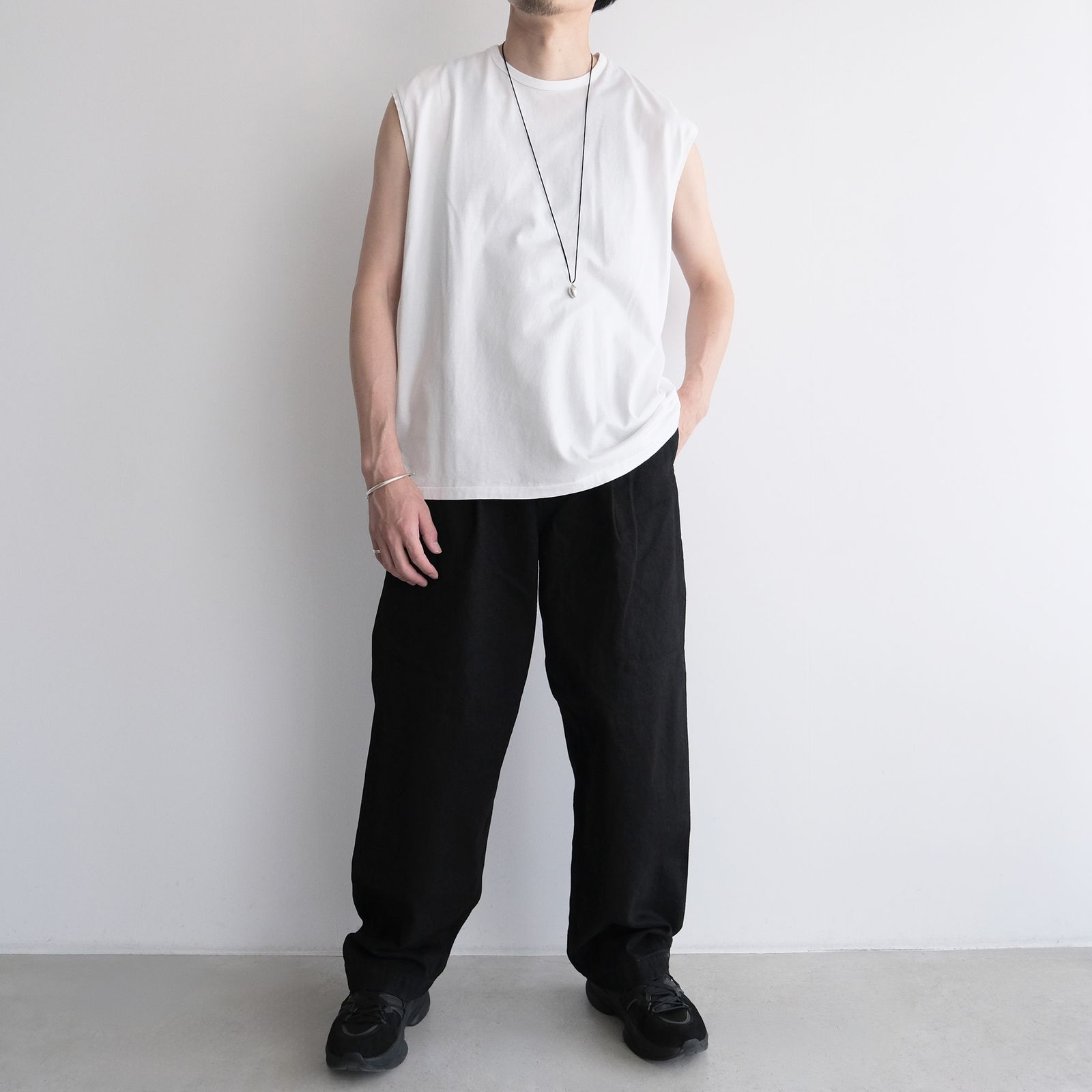 Selvage Denim Belted Pants -パンツ-（Black Washed / ブラック ウォッシュド）GU263-40063RB