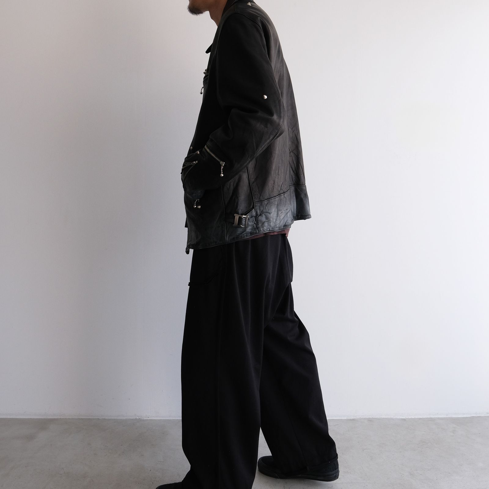 Hand Dyed Studded Riders Jacket -ライダースジャケット-（Black / ブラック）