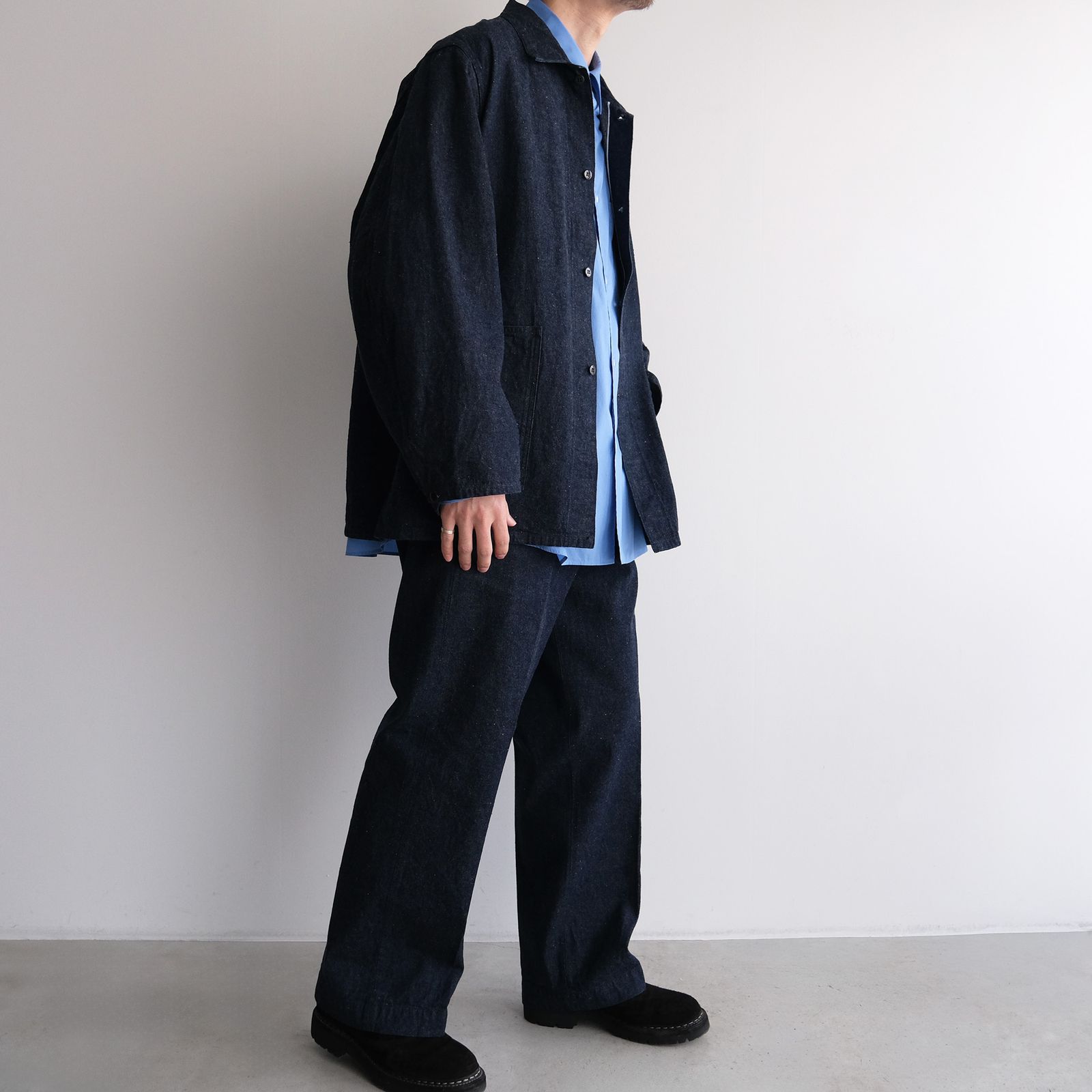 Broad L/S Oversized Regular Collar Shirt -シャツ-（Blue / ブルー）GM261-50001B