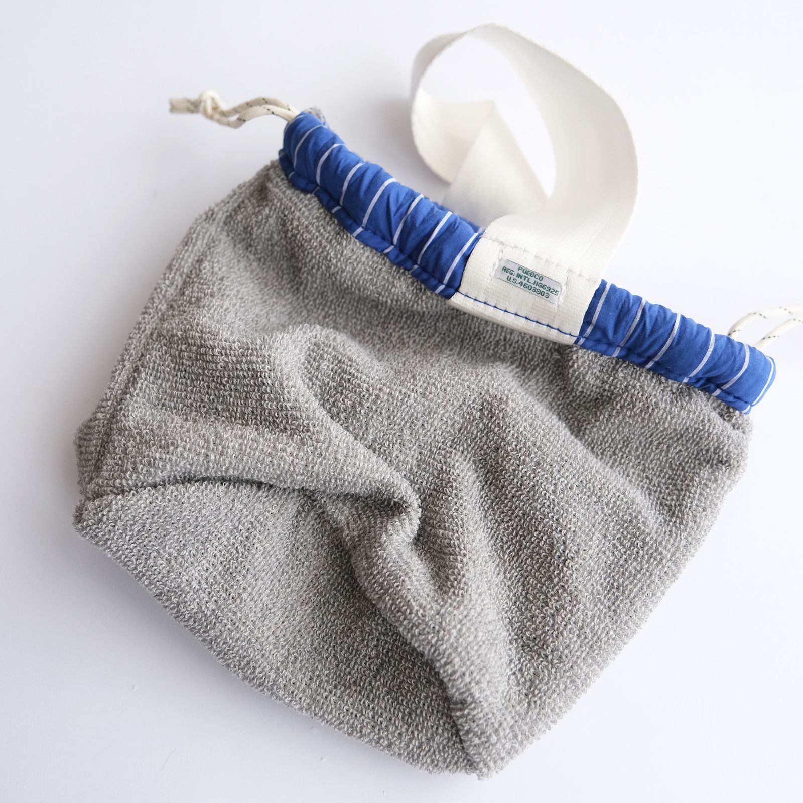 Shirt Fabric Drawstring Bag -バッグ-（Blue Pencil Stripe /ブルーペンシルストライプ）