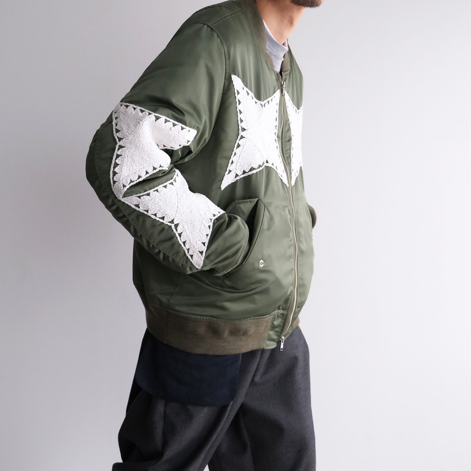 The Craft Hand Embroidery Flight Jacket -ジャケット-（Olive / オリーブ）