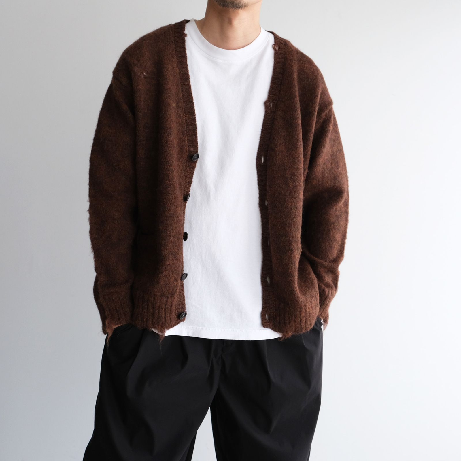 Distressed Knit Cardigan -カーディガン-（Brown / ブラウン）