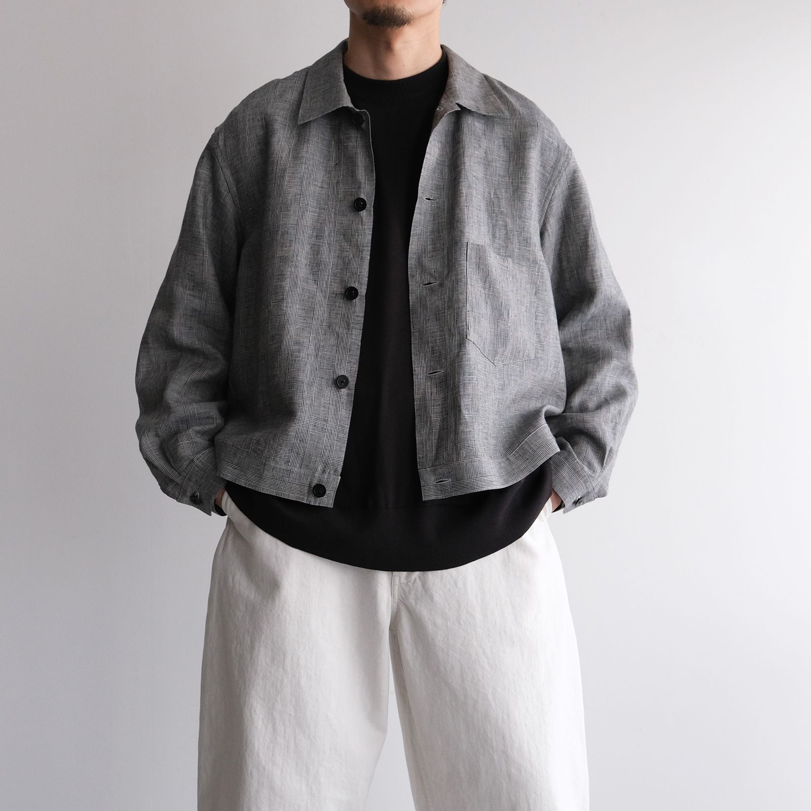Linen-Trucker Jacket -ジャケット-（G.Plaid / グレンチェック）