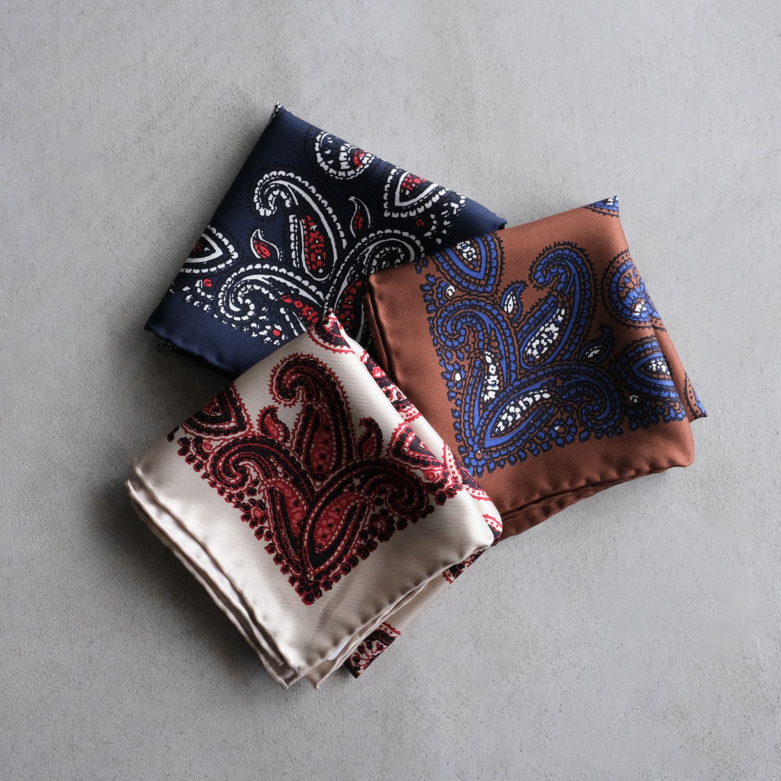 Paisley Silk Bandana Scarf -スカーフ-（Beige / ベージュ）