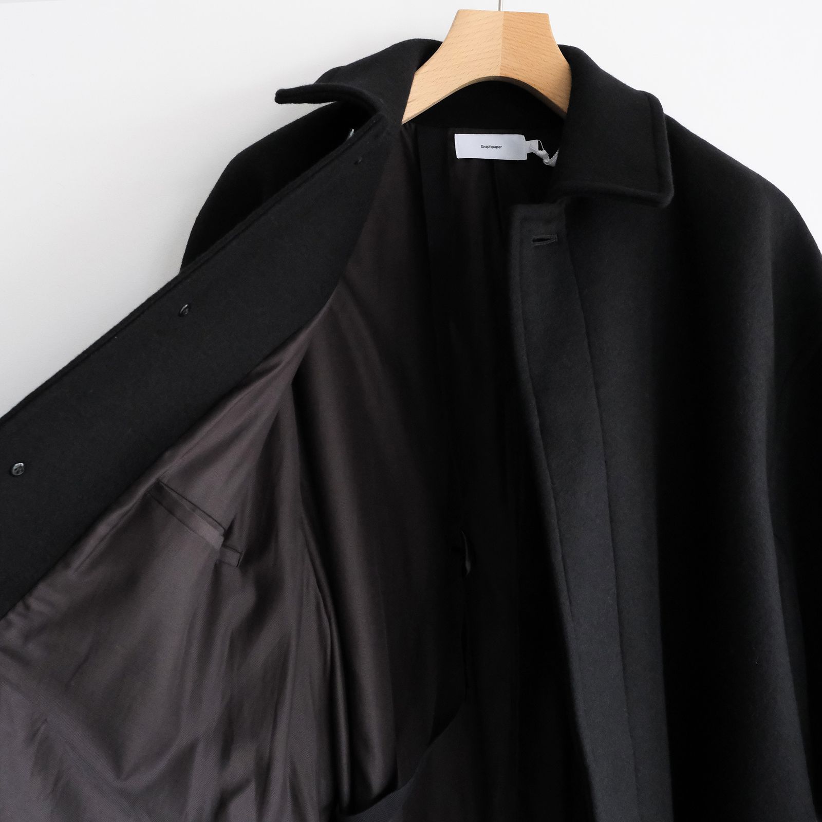 Light Melton Oversized Coat -コート-（Black / ブラック）GU263-10420B