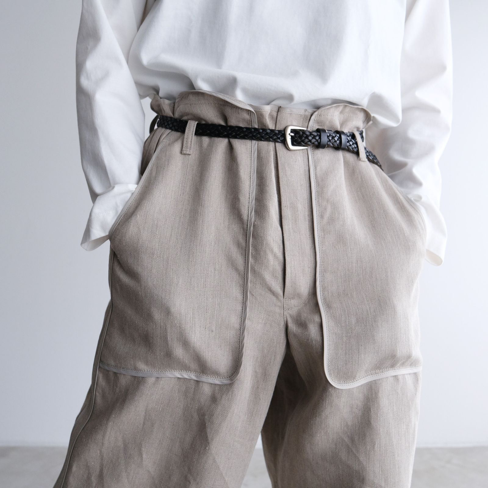 With Piping Linen Pants -パンツ-（Beige / ベージュ）