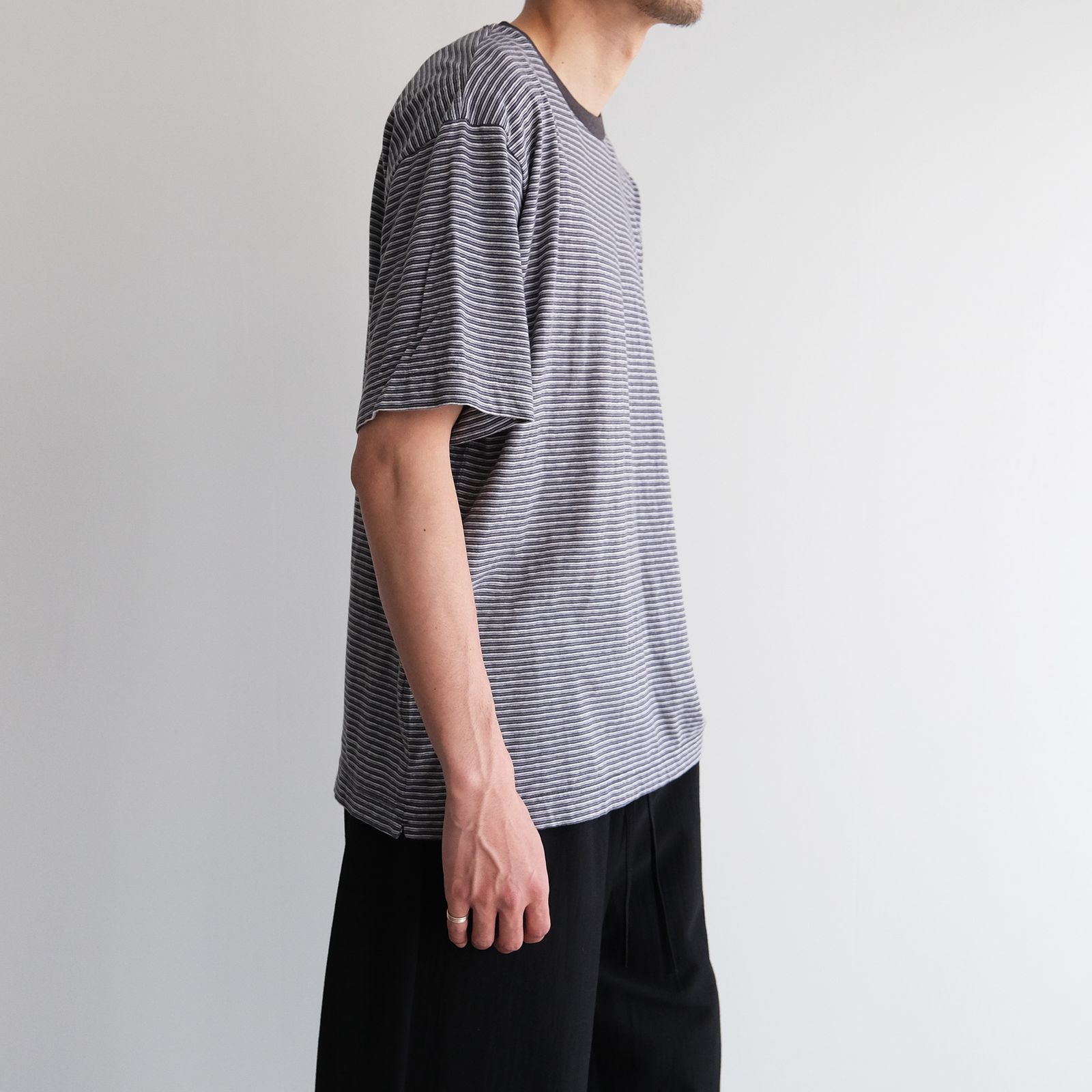 Old Border S/S T-Shirt -Tシャツ-（Charcoal×Purple / チャコール×パープル）