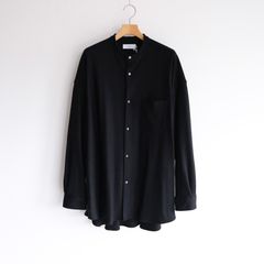 Wool Smooth Flannel Oversized Band Collar Shirt -シャツ-（Black / ブラック）